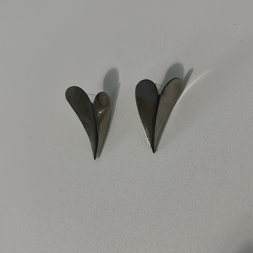 silver heart earrings